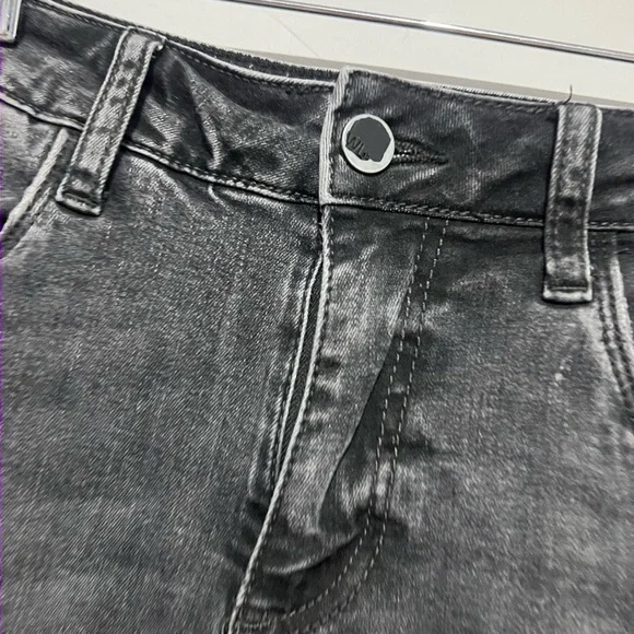 Wash Lab Women’s Black Washed Denim Midi Maxi Skirt Size 25 Frayed Hem - Picture 5 of 6